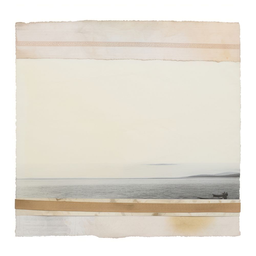 Tape stuck on the sea painting art white background.