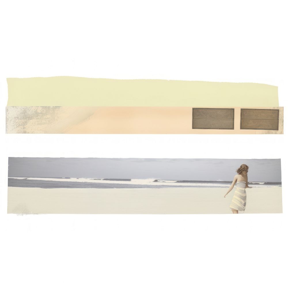 Tape stuck on the sea collage beach white background.