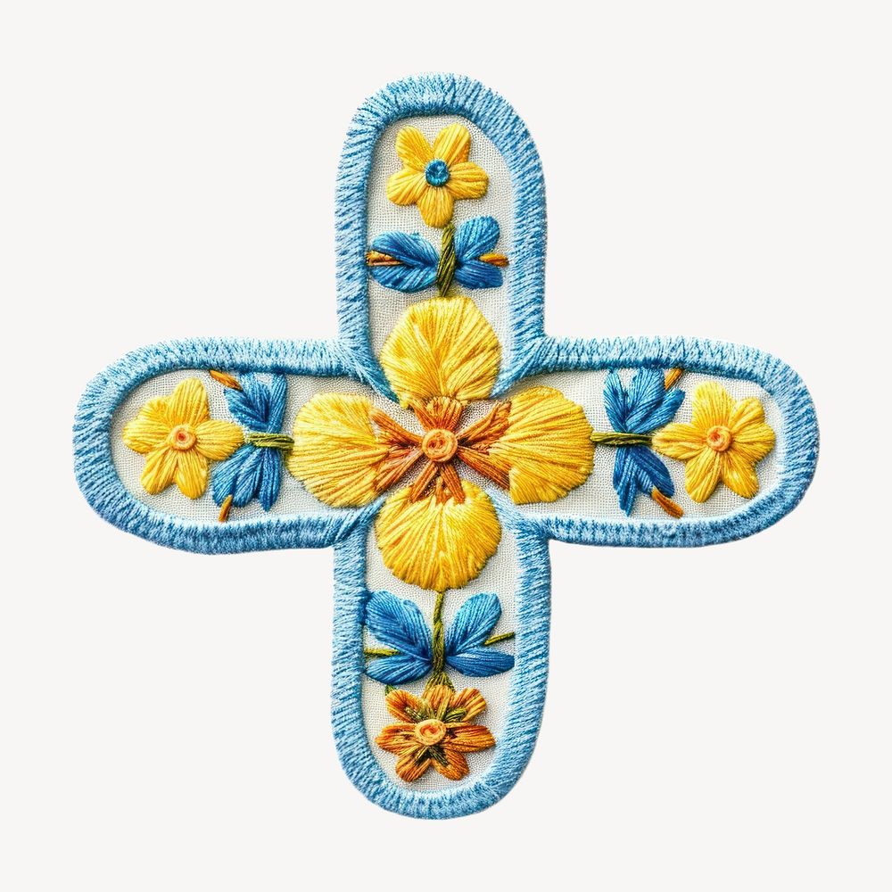 Plus sign embroidery symbol