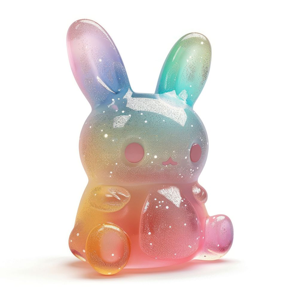 3d jelly glitter bunny mammal toy representation.