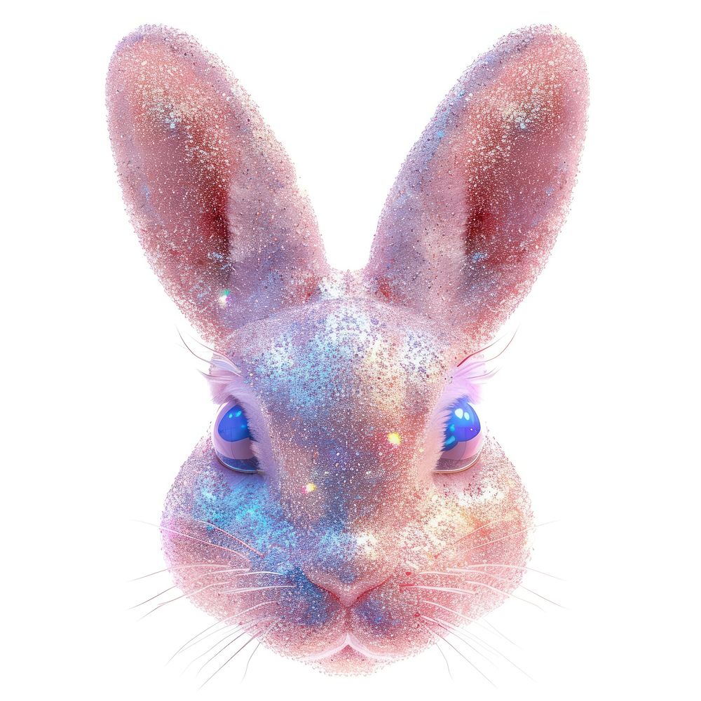 3d jelly glitter rabbit face animal rodent mammal.