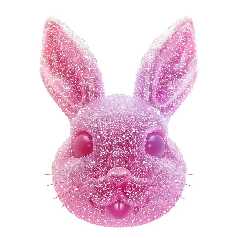 3d jelly glitter rabbit face rodent animal mammal.