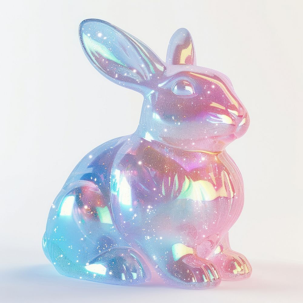 3d jelly glitter rabbit figurine animal rodent.