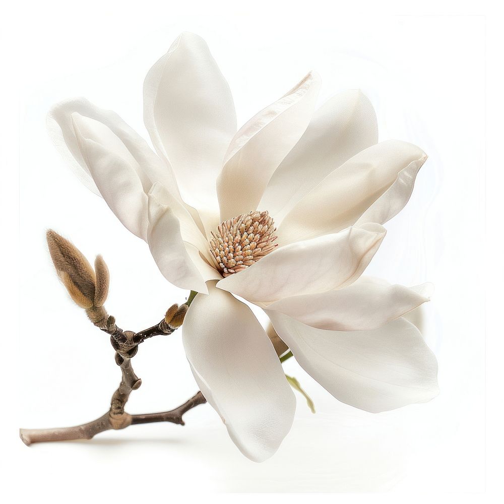 A magnolia flower blossom petal plant white.