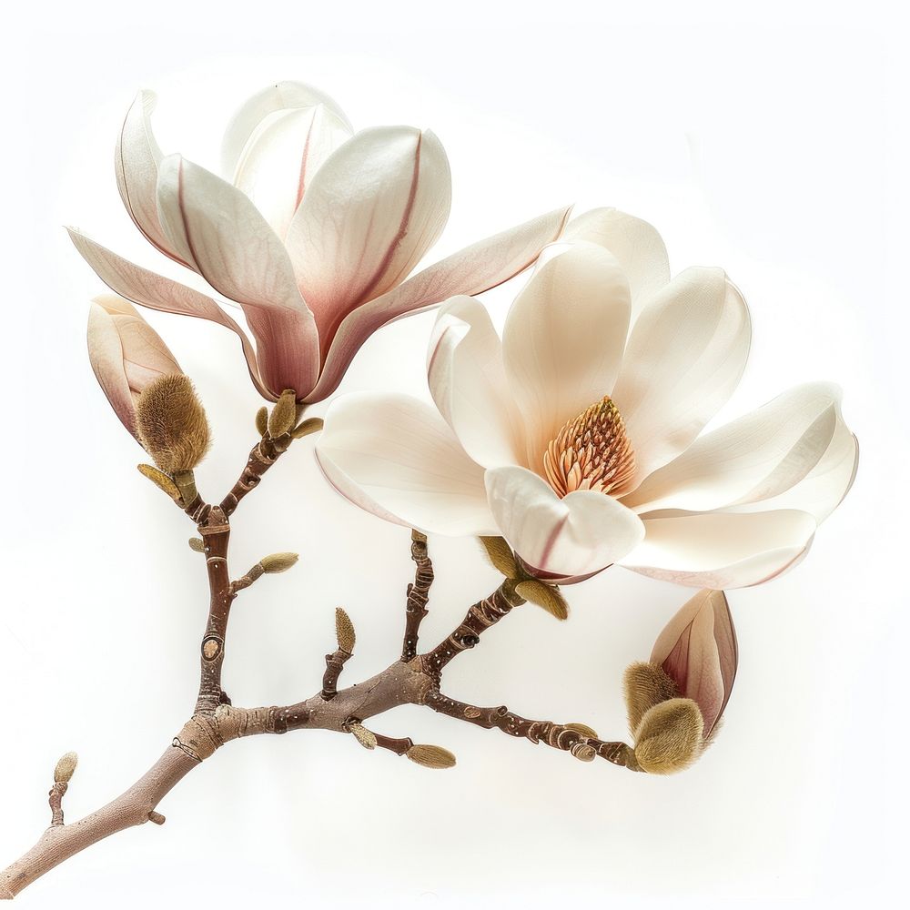 Magnolia flower blossom petal plant.