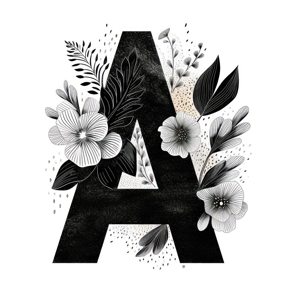 Alphabet A flower white plant.