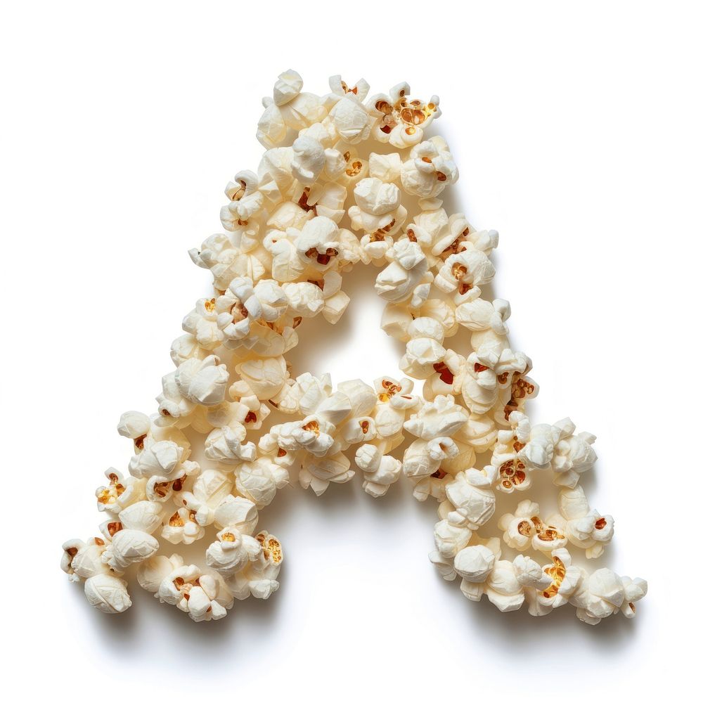 Alphabet A popcorn snack food.