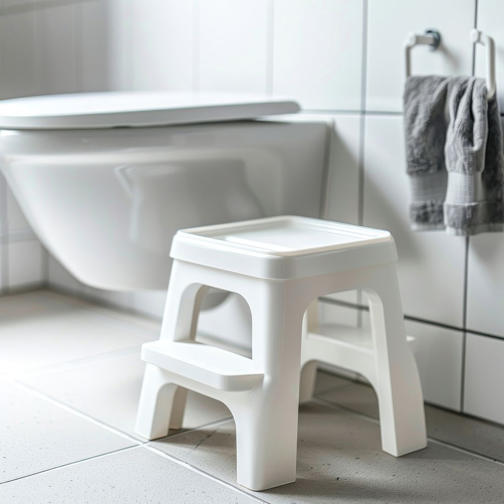 White empty step stool bathroom furniture indoors bathing.