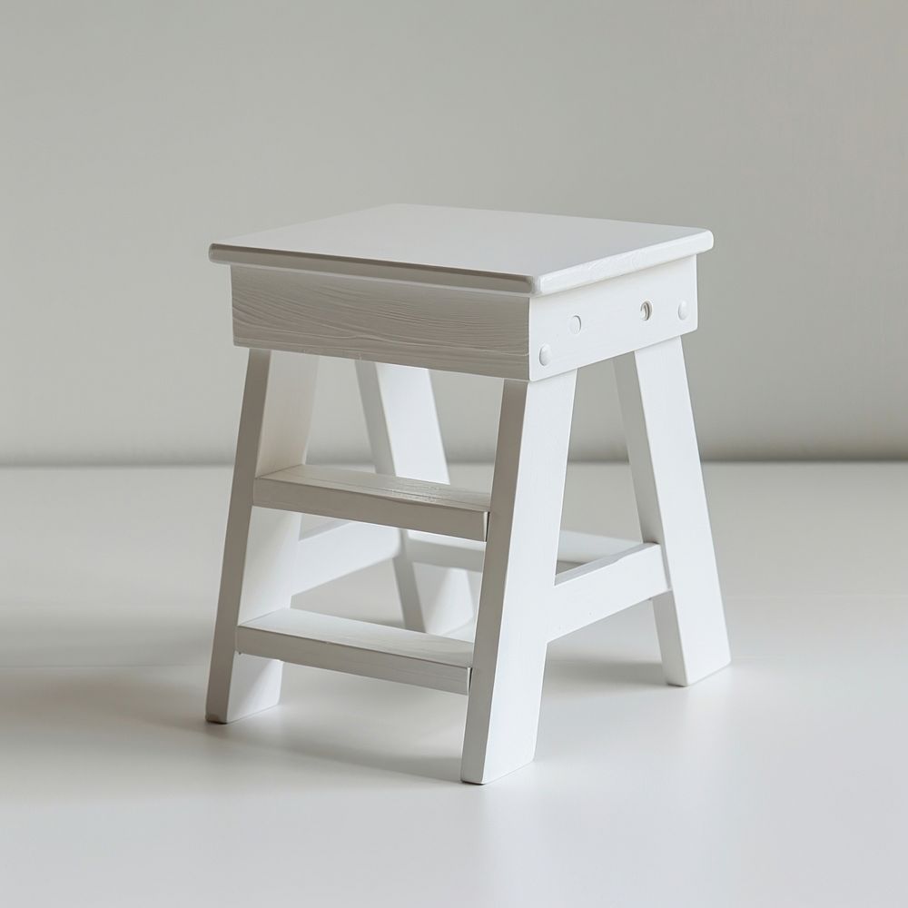 White empty step stool bathroom furniture table desk.