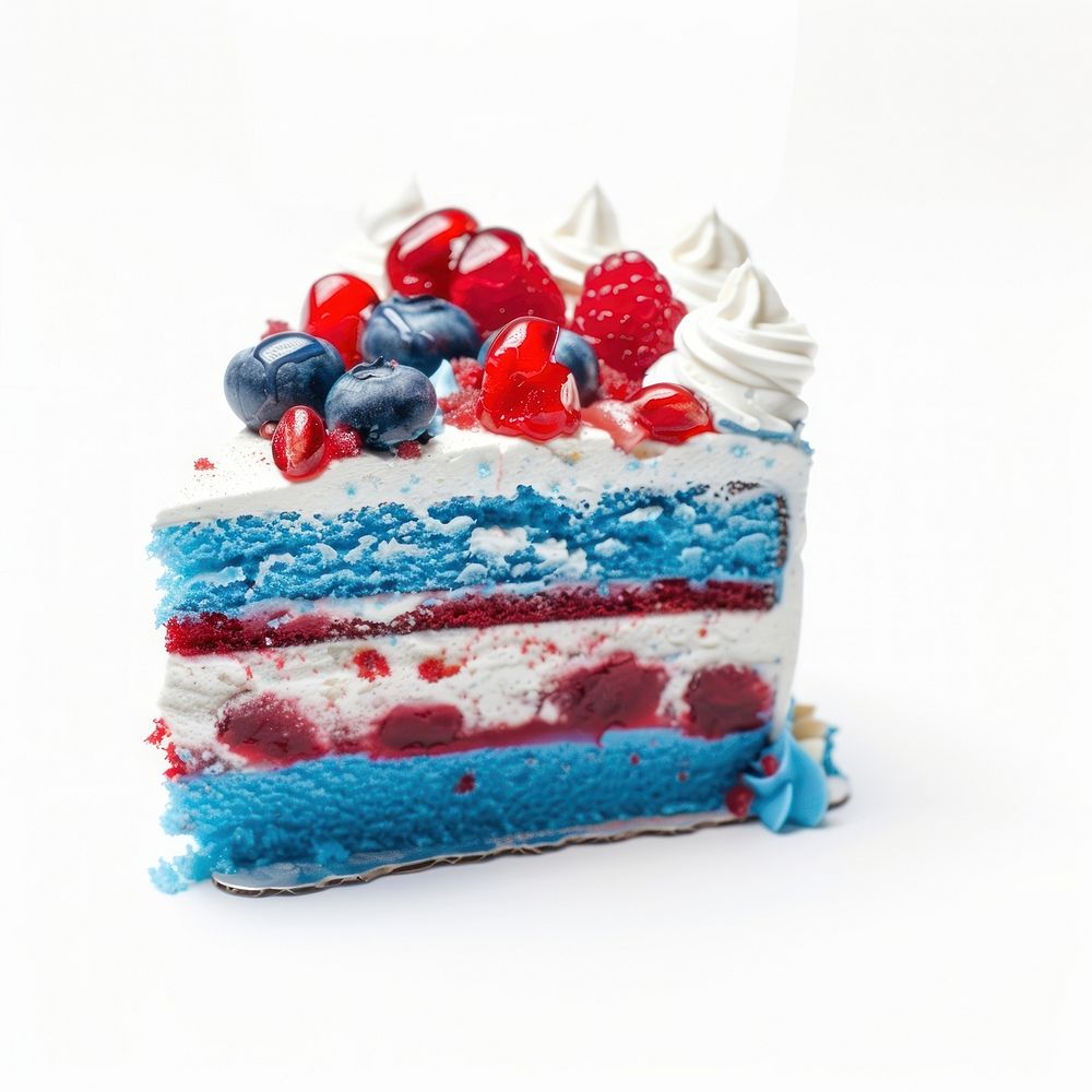 Cake raspberry blueberry dessert.