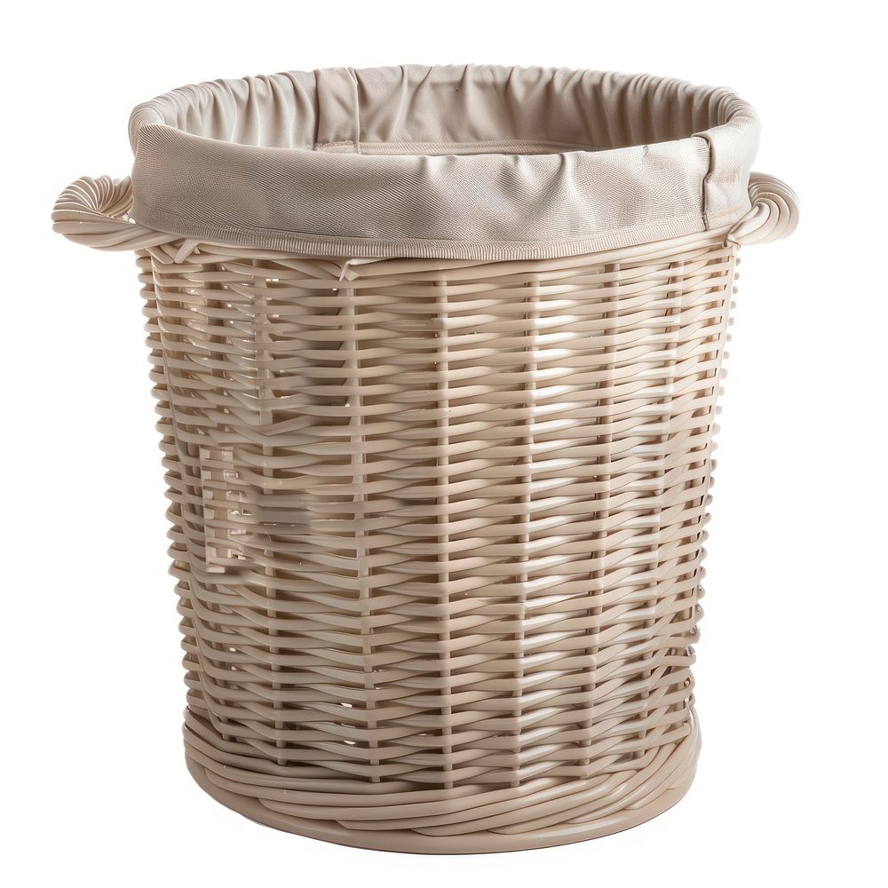 Empty beige flexible laundry basket furniture woven crib.