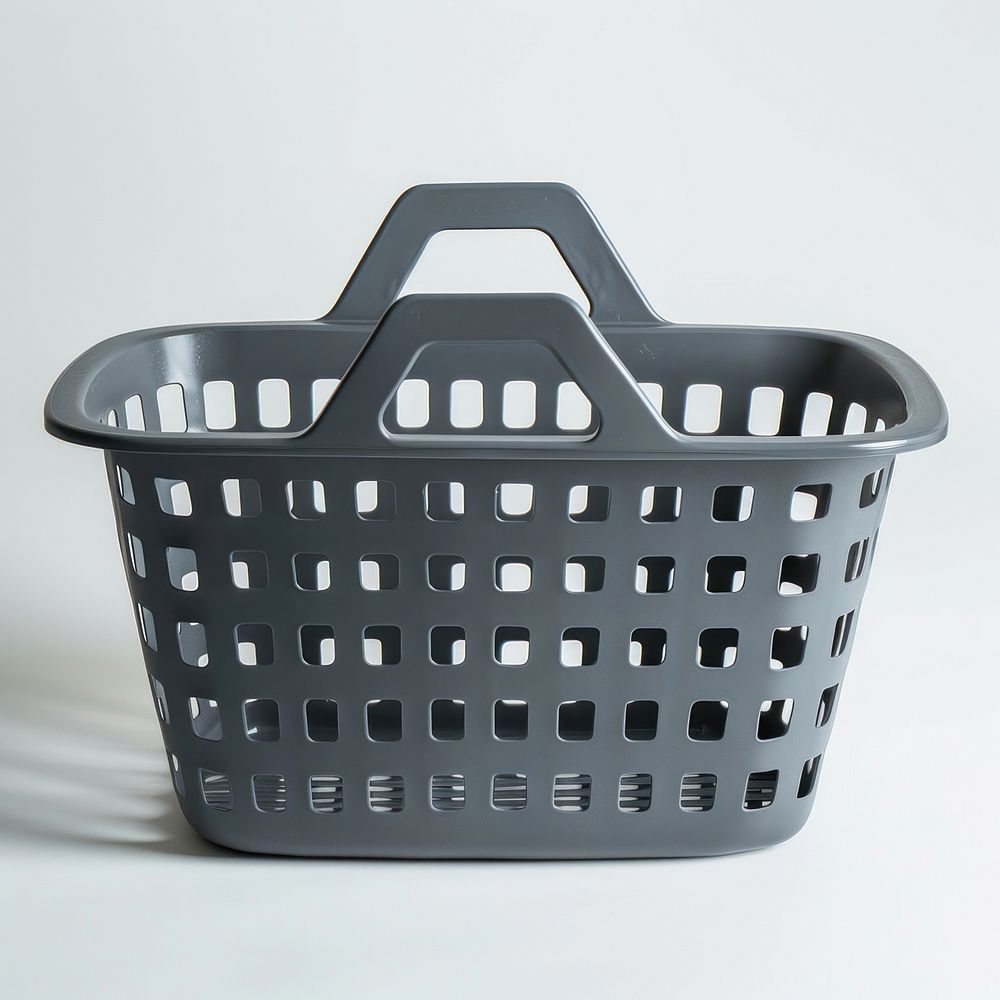 Empty grey flexible laundry basket shopping basket first aid.