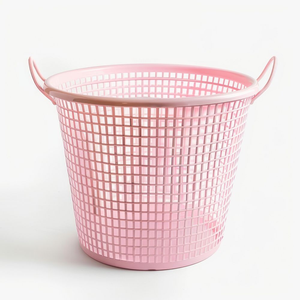 Empty pink flexible laundry basket furniture bucket crib.