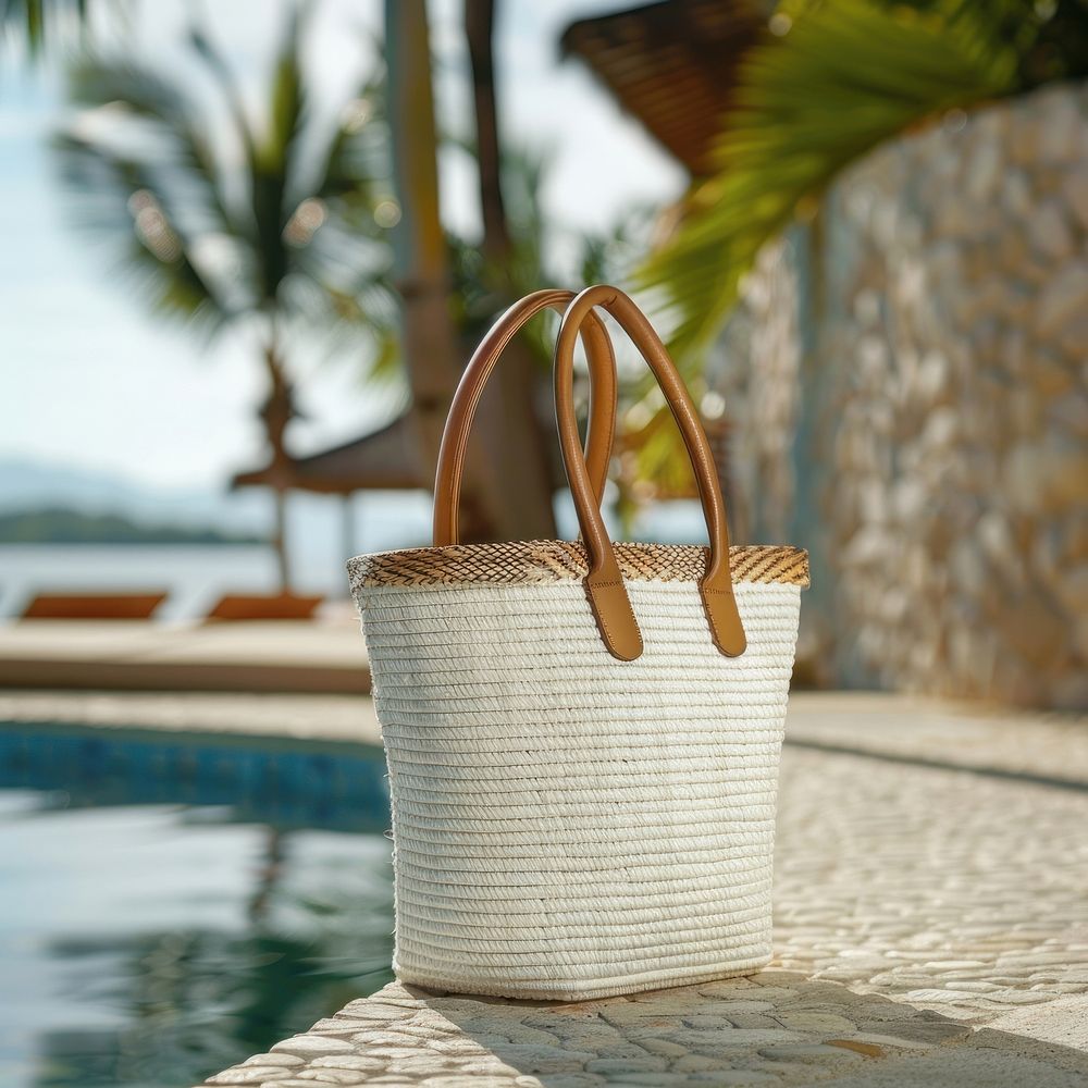 Blank Basket bag mockup accessories handicraft recreation.