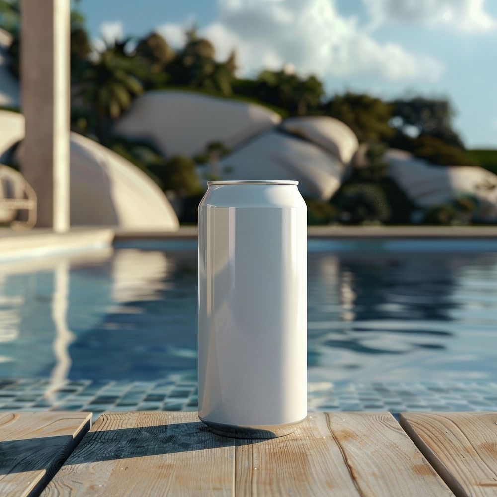 Blank can mockup pool beverage alcohol.
