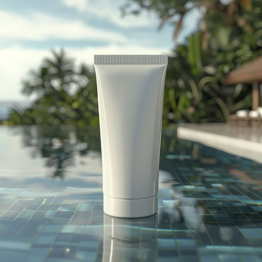 Blank hand cream packaging mockup cosmetics sunscreen bottle.