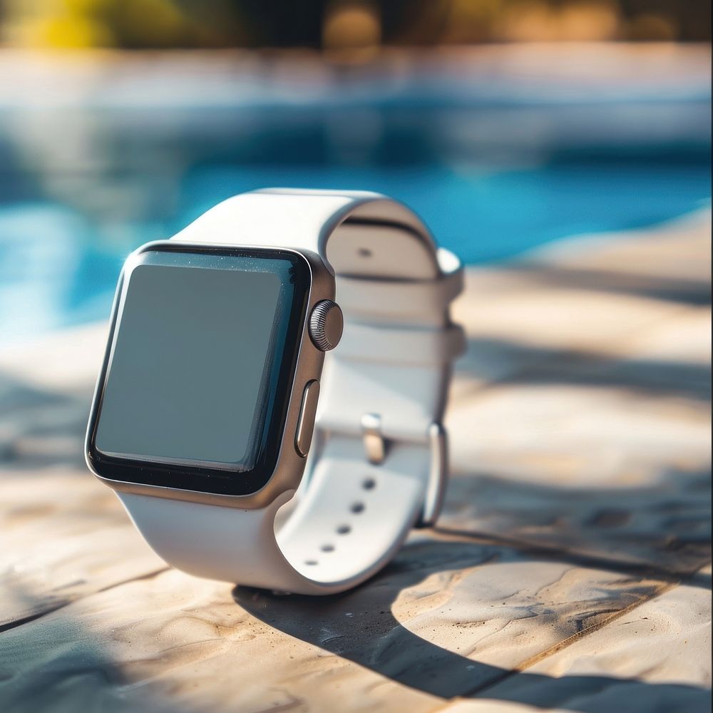 Blank smart watch mockup electronics wristwatch person.