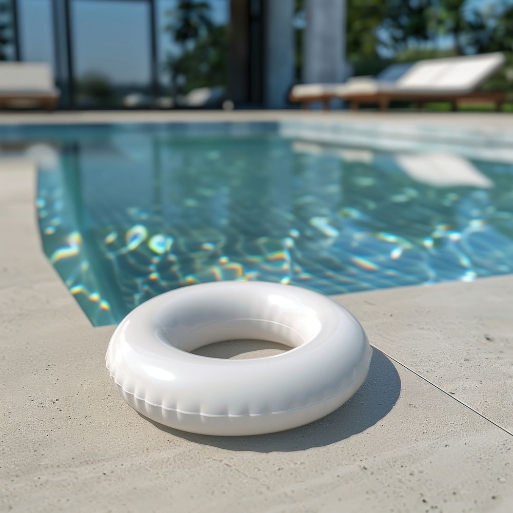 Blank swim ring mockup pool jacuzzi water.