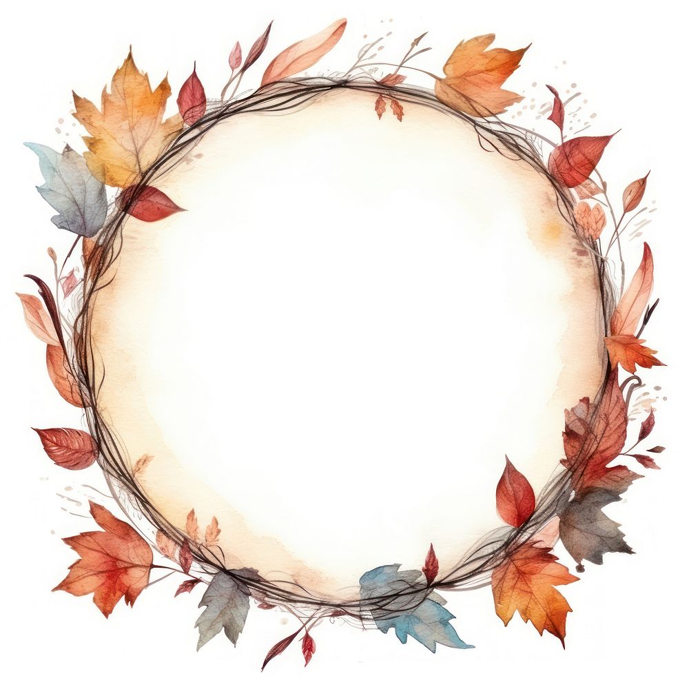 Vintage autumn circle frame wreath plant paper.
