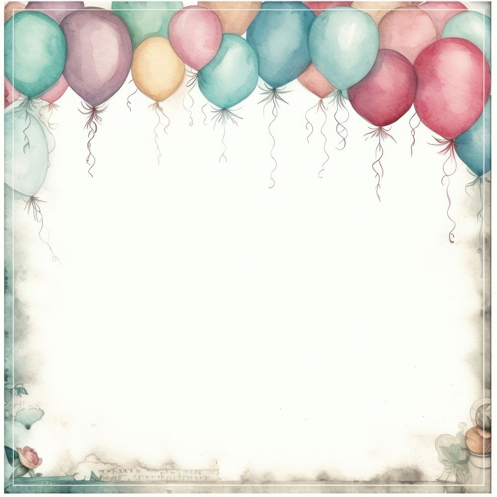 Vintage balloon square frame backgrounds paper celebration.