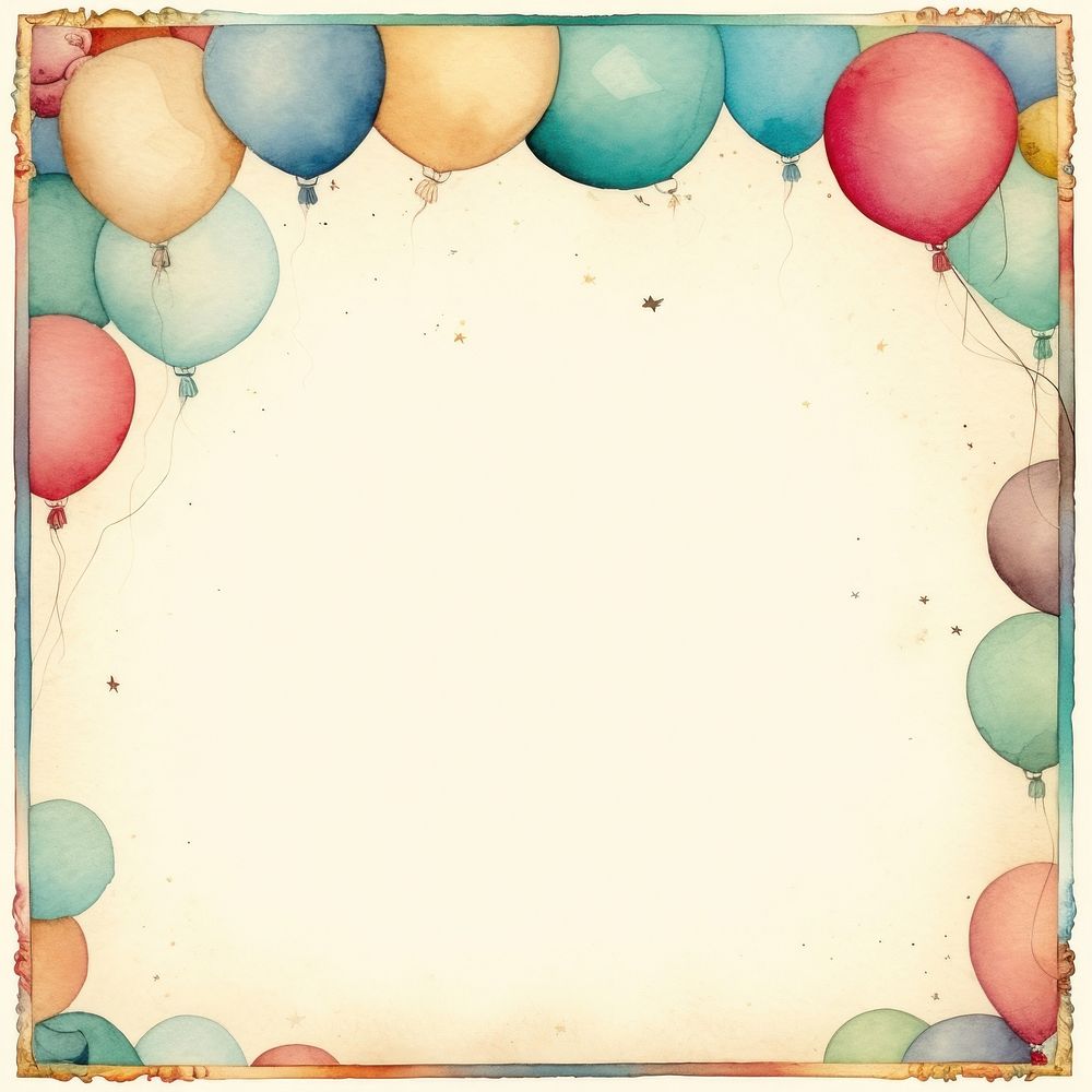 Vintage balloon square frame backgrounds paper celebration.
