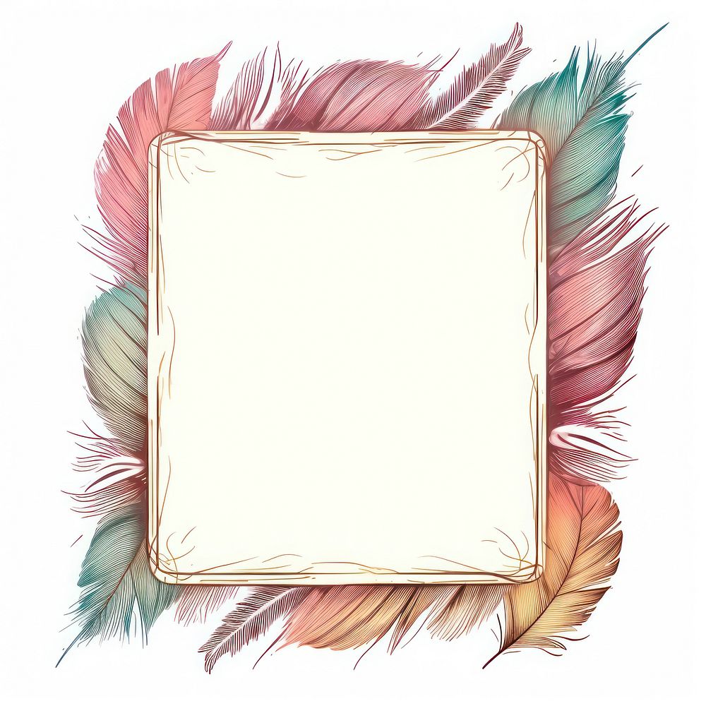 Vintage feather square frame backgrounds paper text.