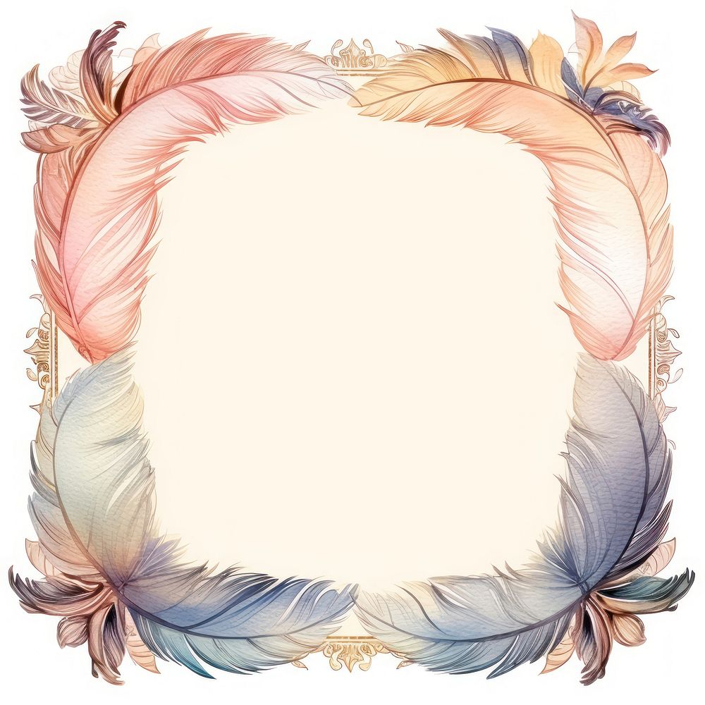 Vintage feather square frame backgrounds pattern paper.