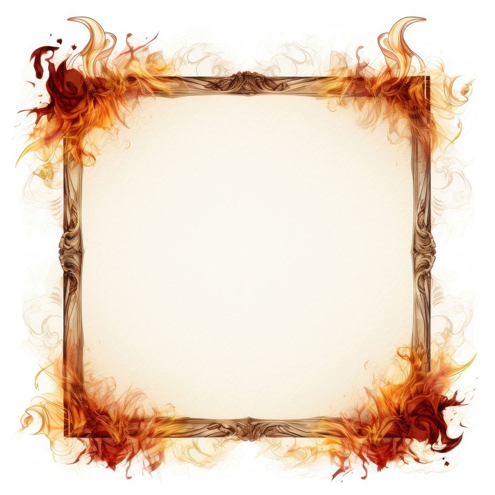 Vintage fire square frame backgrounds paper white background.
