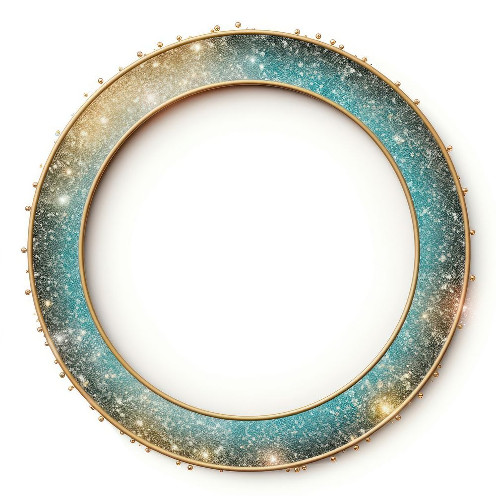 Vintage glitter circle frame jewelry white background accessories.
