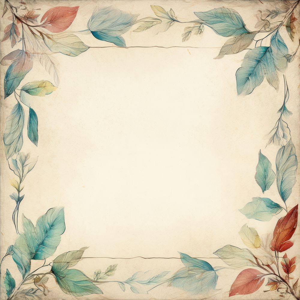 Vintage leaf square frame backgrounds paper textured.