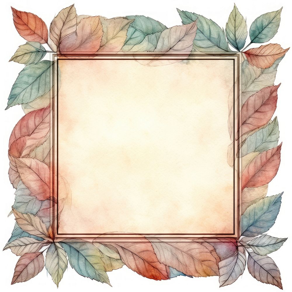 Vintage leaf square frame backgrounds plant paper.
