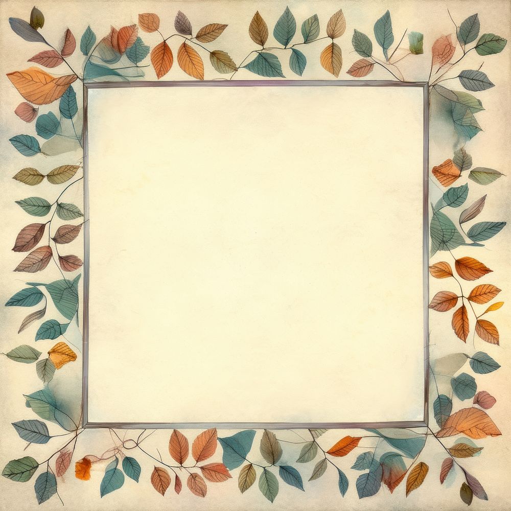 Vintage leaf square frame backgrounds paper art.