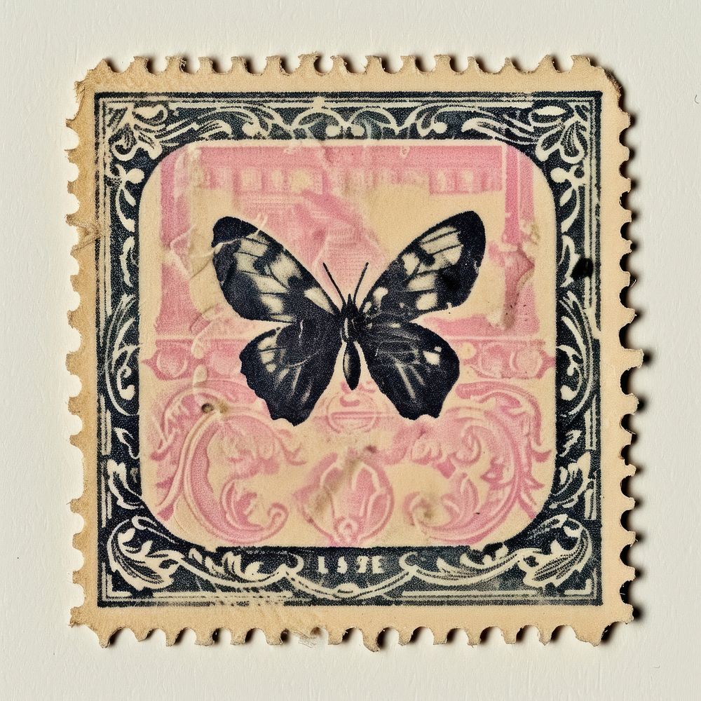 Vintage postage stamp animal insect art.
