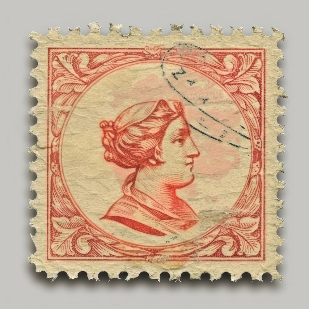 Vintage postage stamp art representation calligraphy.