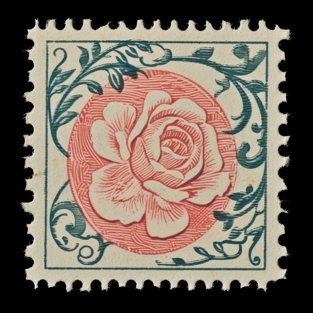 Vintage postage stamp pattern art calligraphy.