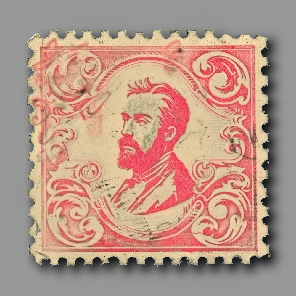 Vintage postage stamp art representation creativity.