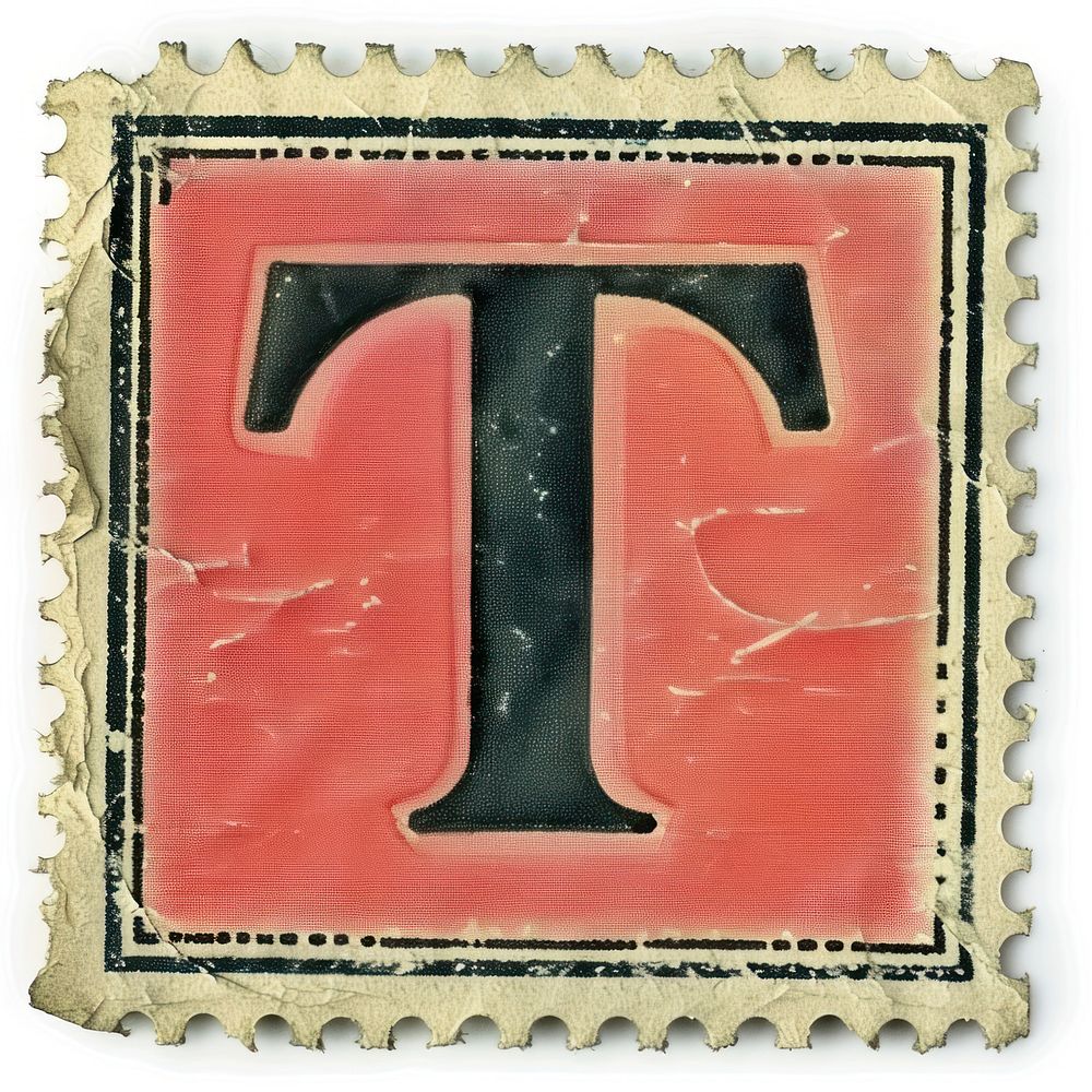 Stamp with alphabet T letter font text.
