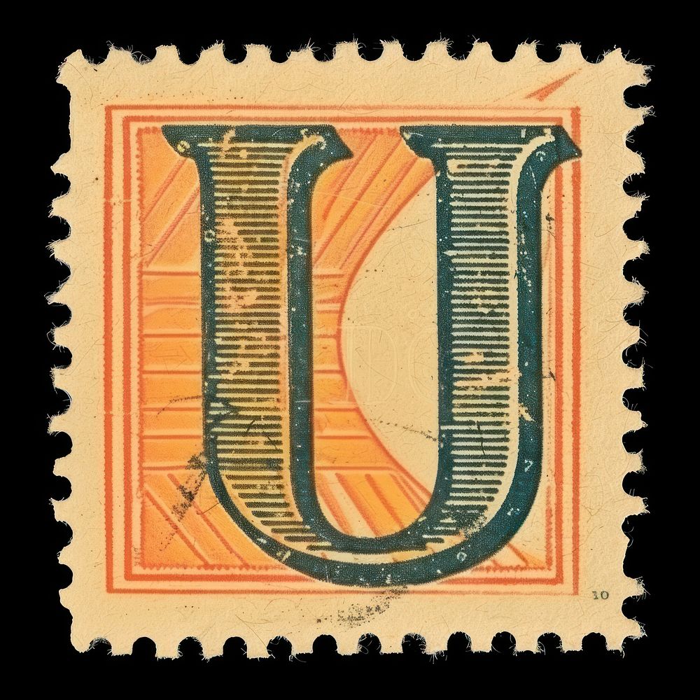 Stamp with alphabet U font text art.