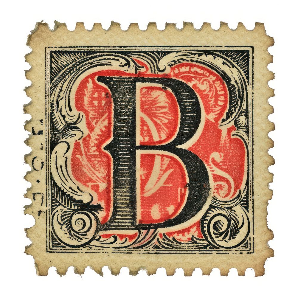 Stamp with alphabet B font needlework pattern.