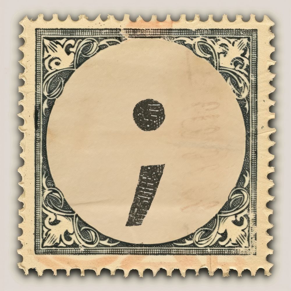 Stamp with alphabet semicolon backgrounds number symbol.