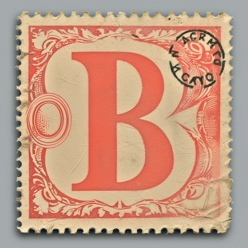 Stamp with alphabet B text font blackboard.