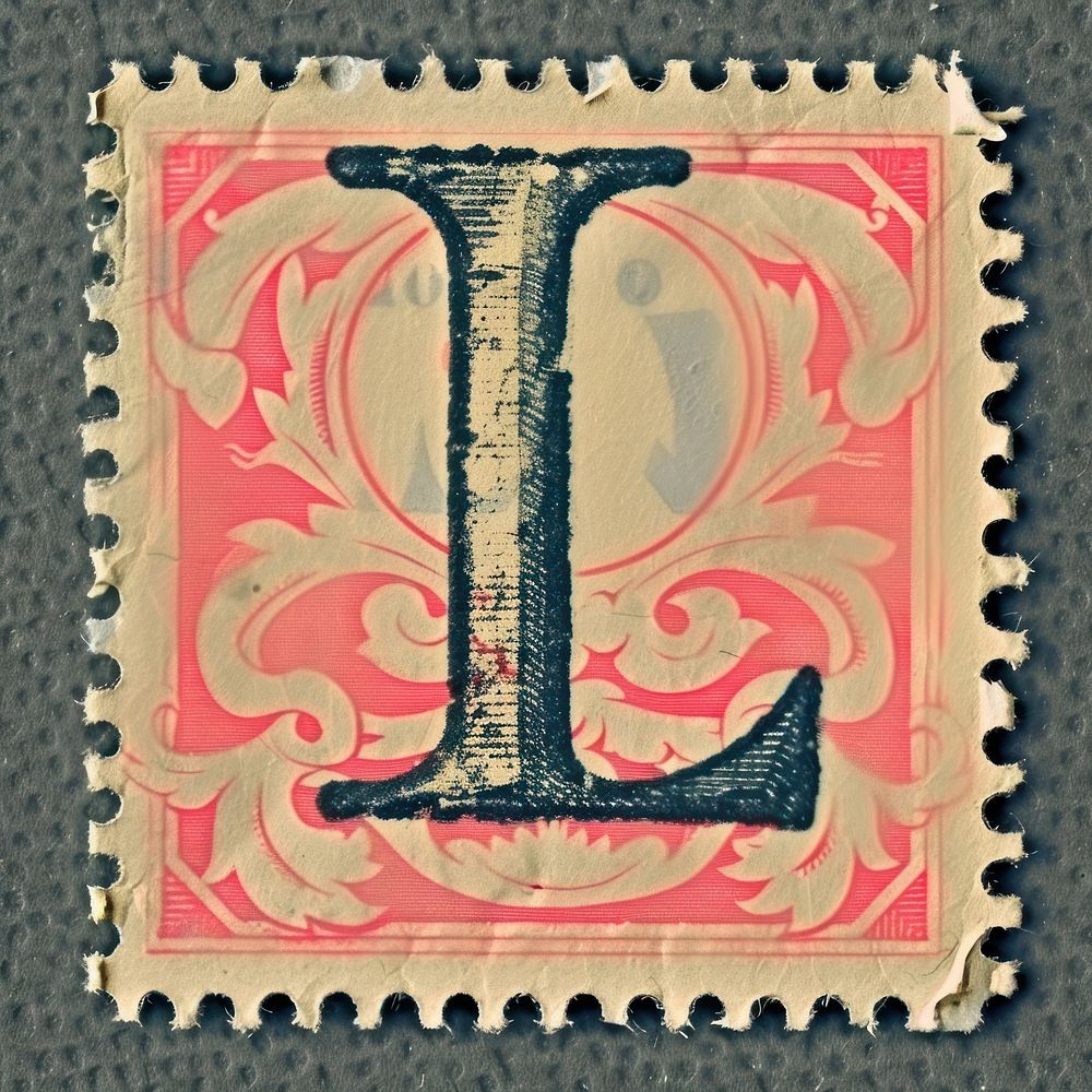 Stamp with alphabet L font text art.