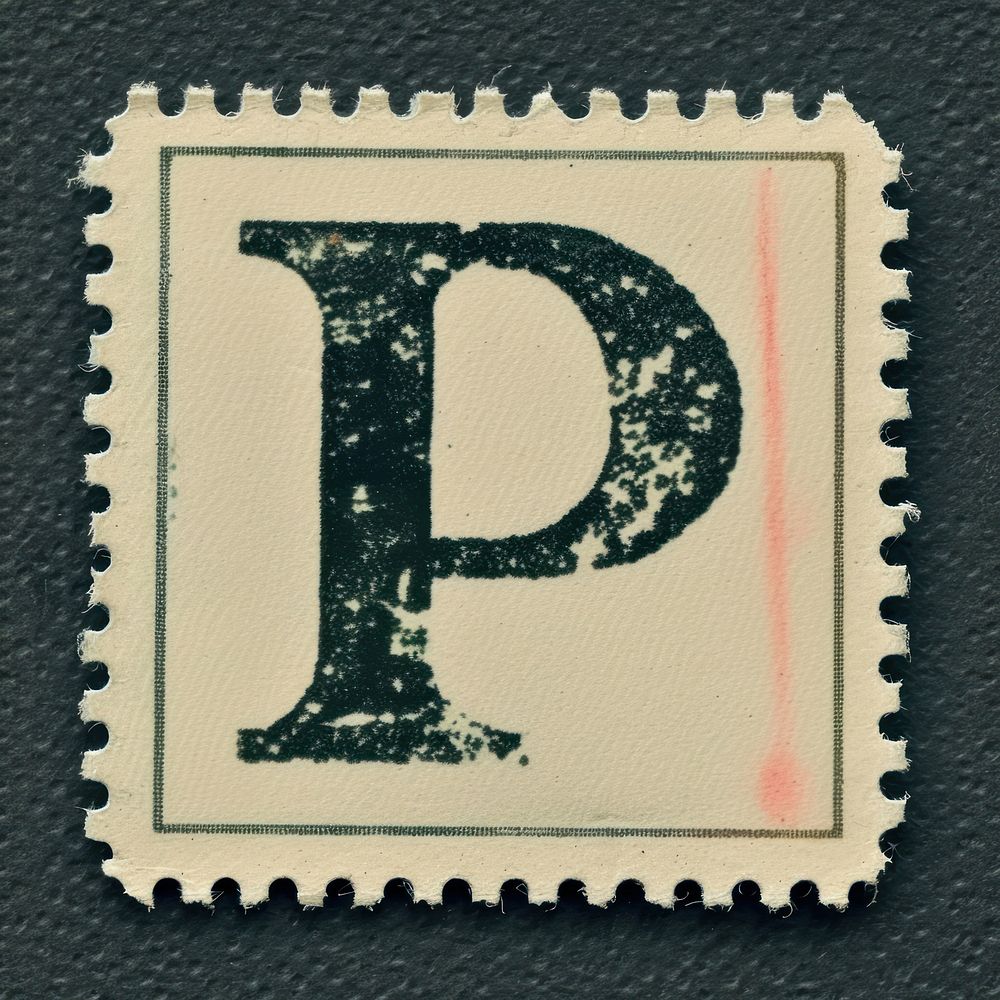 Stamp with alphabet P number symbol font.