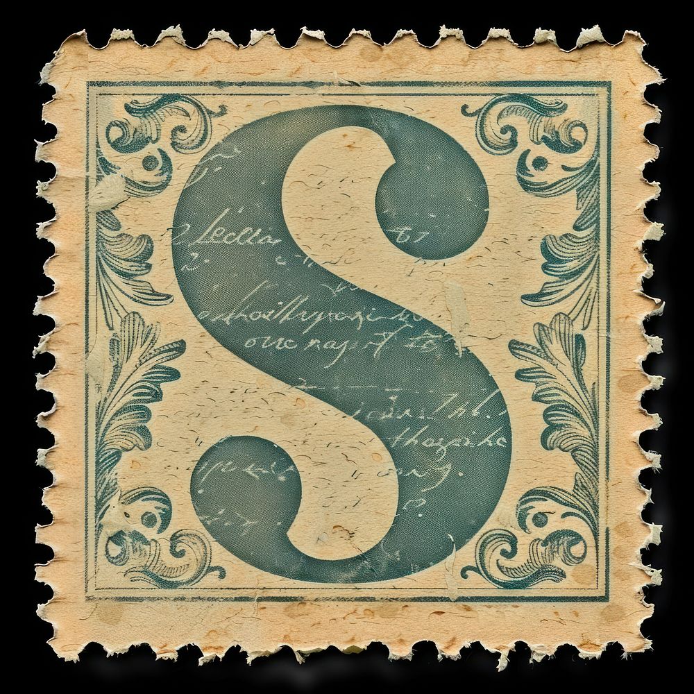 Stamp with alphabet S text font art.