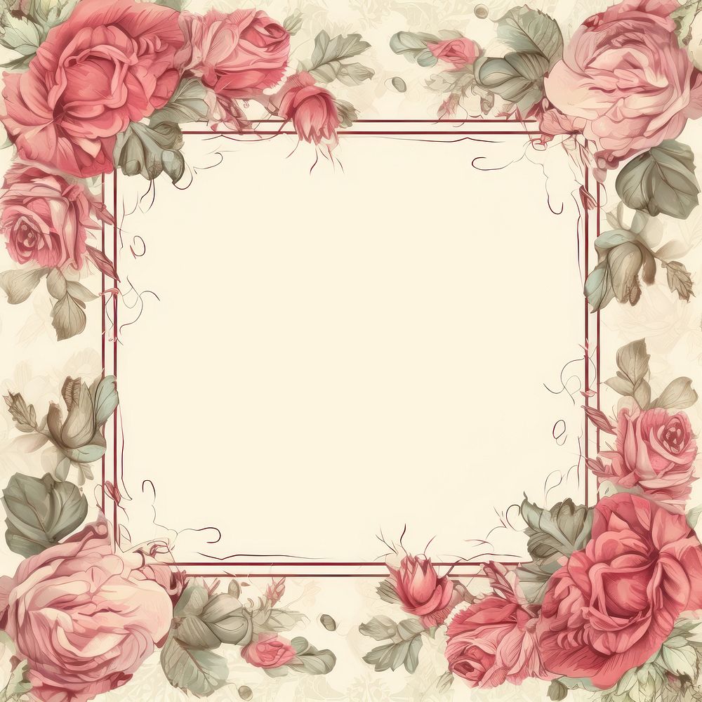 Vintage rose square frame backgrounds pattern paper.