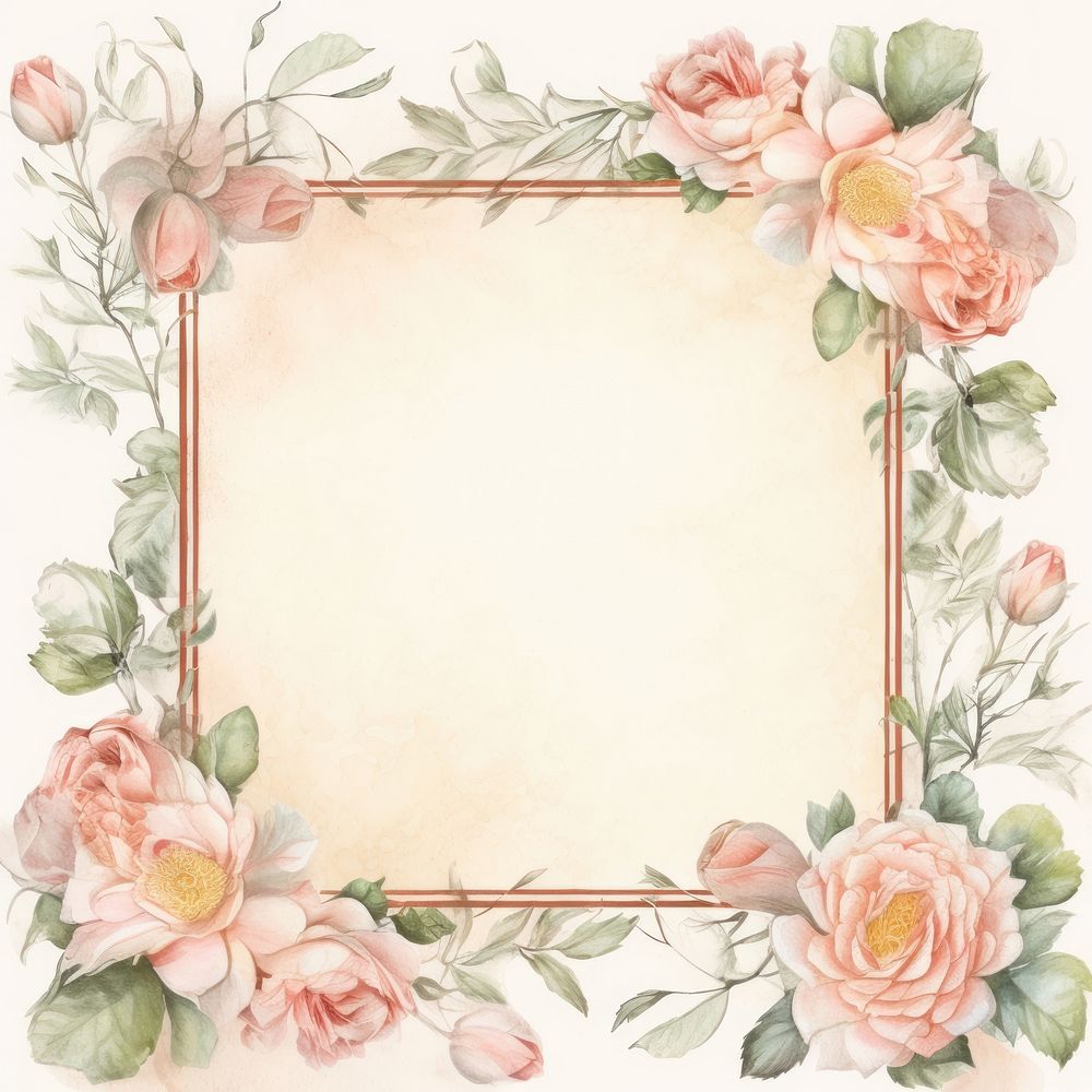 Vintage rose square frame backgrounds pattern flower.