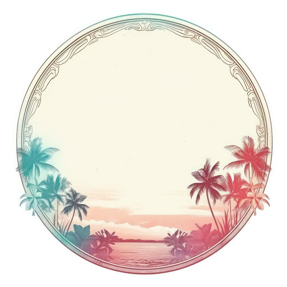 Vintage tropical circle frame nature plant tranquility.