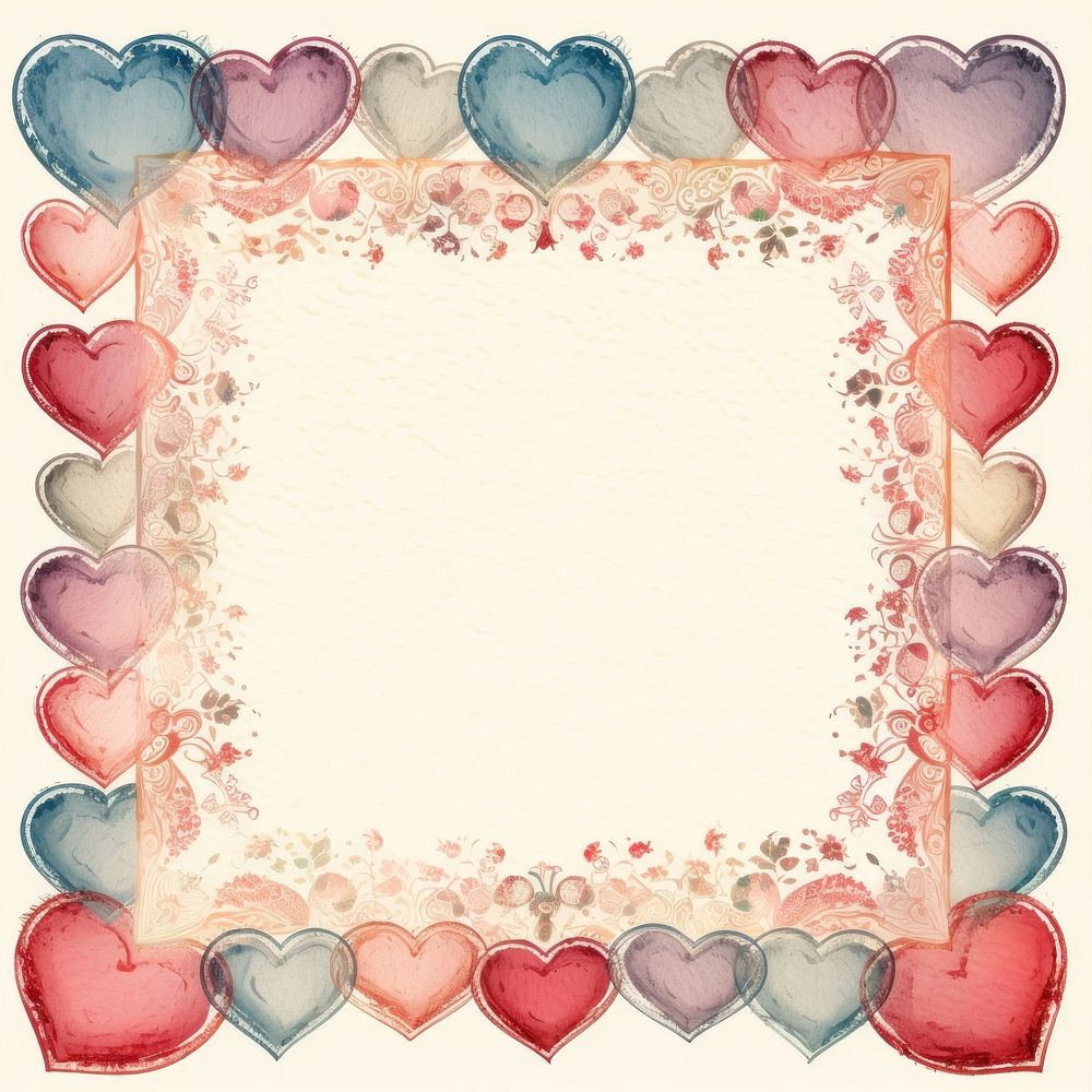 Vintage valentines square frame backgrounds paper creativity.