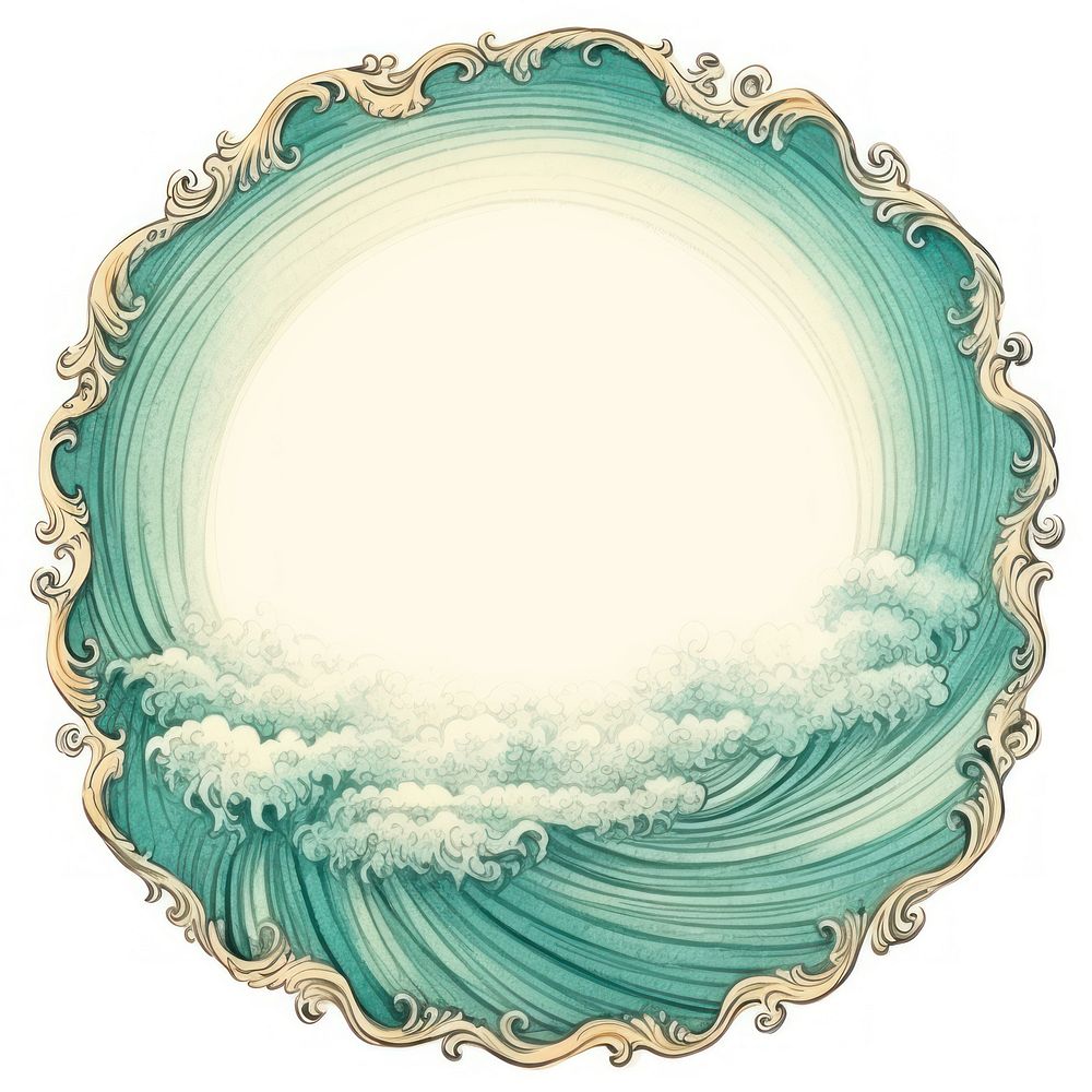 Vintage wave circle frame accessories turquoise porcelain.