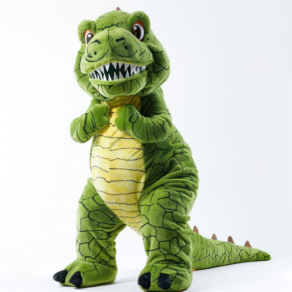 Chubby dinosaur mascot costume wildlife reptile animal.